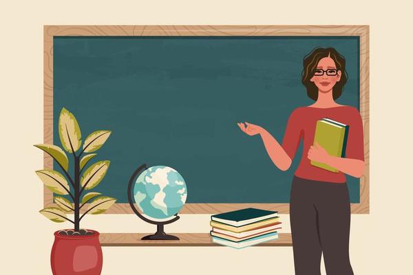 female-school-teacher-in-classroom-smiling-young-woman-standing-beside-blackboard-teaching-lesson-education-knowledge-concept-school-banner-cartoon-illustration-vector